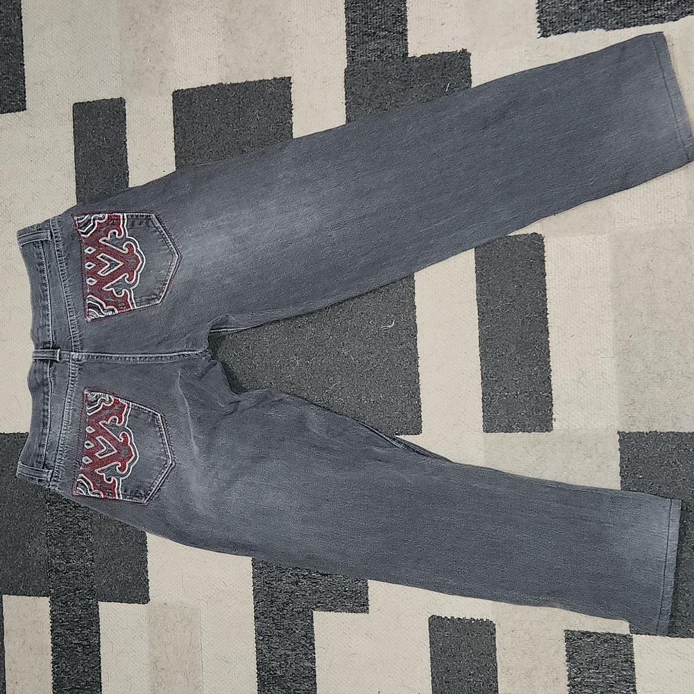 Avirex Straight Leg Embroidered Baggy Jeans Vintage Y2k Gray, Red And White